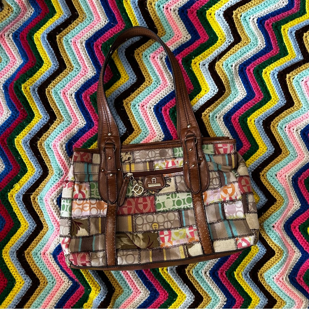 Vintage Etienne Aigner Patchwork Shoulder Bag